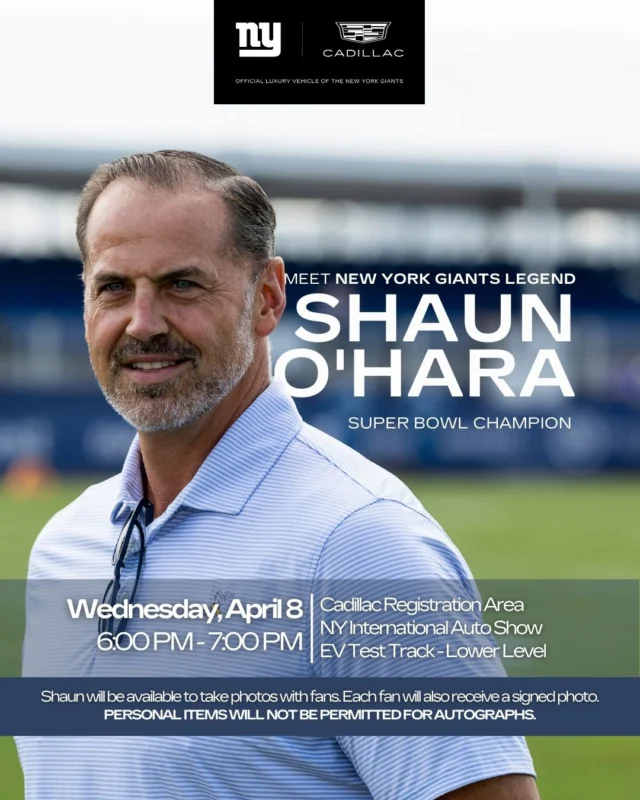 🏈 Don’t miss your chance to meet Shaun O'Hara, Super Bowl champion with the New York Giants!

📅 Wednesday, April 8
⏰ 6:00 PM – 7:00 PM
🎟️ Tickets at link in bio