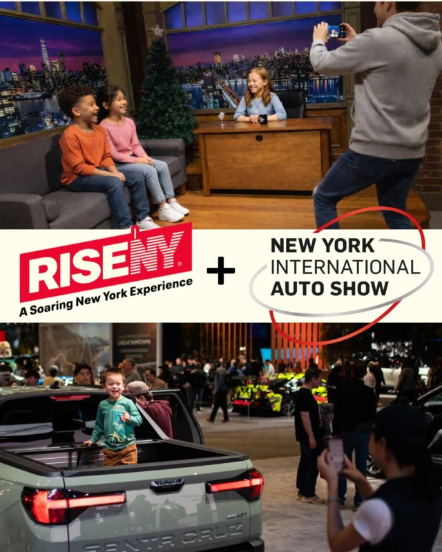 Two iconic NYC experiences, one unforgettable family adventure. 🚗✨

Explore the incredible world of cars at the New York International Auto Show—where kids (and let’s be honest, parents too) can get up close with the coolest, fastest, and most futuristic vehicles—then head over to RiseNY to take flight on a soaring journey above the city skyline.

It’s hands-on, high-energy, and packed with “whoa, did you see that?!” moments from start to finish—aka the kind of day your kids will be talking about all week.

Grab the combo ticket and turn your NYC outing into a full-on family adventure: bit.ly/3Nnj8K3 🗽🚀

The New York Auto Show
April 3-12- Javits Center, NYC